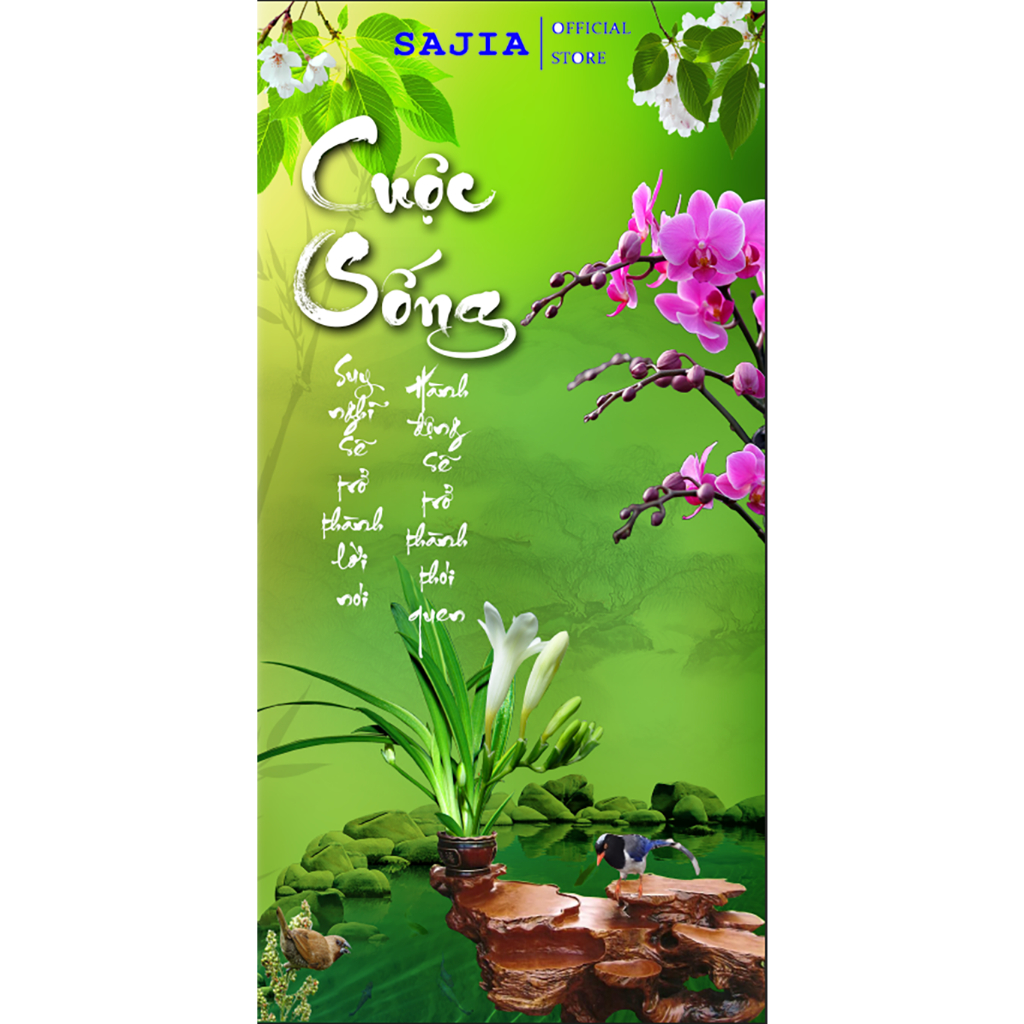 Tranh decal dán tường SAJIA chữ viết thư pháp ý nghĩa,sáng tạo - SA122