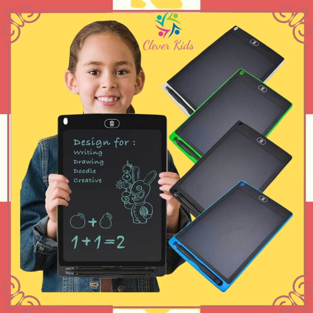 Bảng viết thông minh LCD đơn sắc đa sắc tự xóa 8.5 inch 12inch cho bé tập vẽ, viết