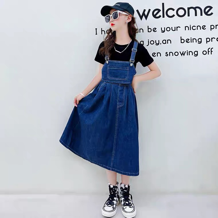 Set Váy Yếm Jean Cho Bé Gái Từ 15-40kg - LittleKids.T
