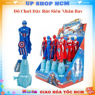Đồ chơi Dây Rút Siêu Nhân Bay Đồ Chơi Dây Cót Rút dây bay lên trời Hình siêu anh hùng người nhện đội trưởng mỹ