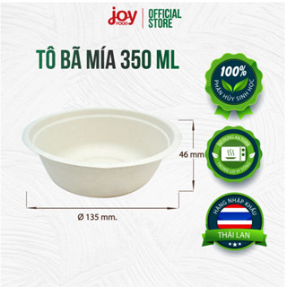 50 chén/ tô/ bát bã mía Gracz Thái Lan 350ml, dùng 1 lần cho tiệc tùng, thân thiện môi trường, cứng cáp hơn tô giấy L026