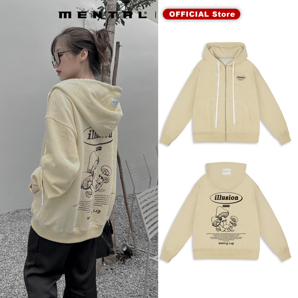Áo Hoodie  Zip MENTAL® Illusion Hoodie Zip /Sand/