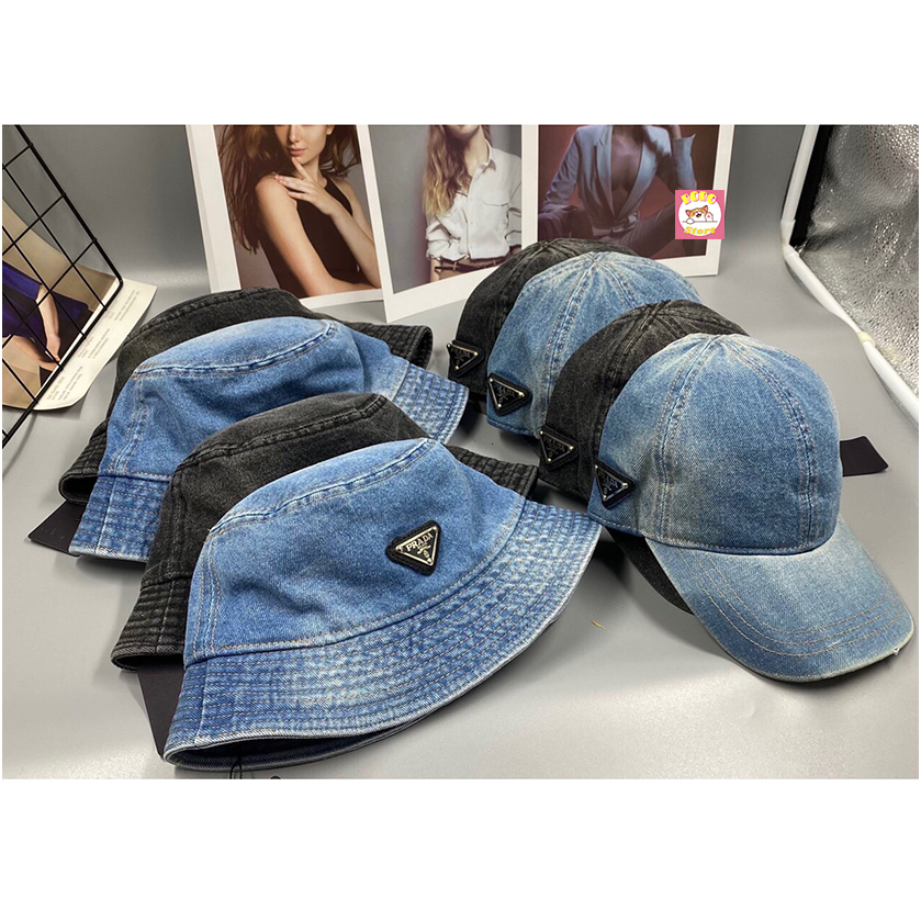 Mũ bucket Prada bò logo nổi bật hàng Quảng châu full  tag