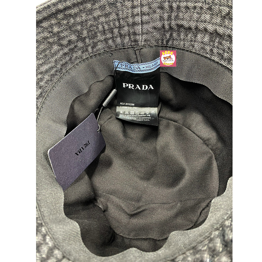 Mũ bucket Prada bò logo nổi bật hàng Quảng châu full  tag