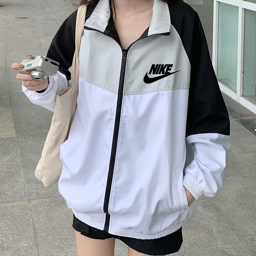 Áo khoác gió Nike chính hãng đôi nam nữ 2 lớp unisex chất liệu dù cao cấp unisex form rộng brand jacket