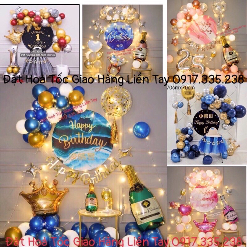 Bóng Mừng Thọ HPBD In Tên kèm bóng Kiểu Hàn Quốc Mẫu Mới Cực Sang  ( Tặng In Tên Chủ Tiệc Free,Tặng kèm bơm keo)