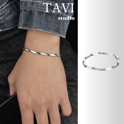 Lắc Tay Nam Xích Trơn Thời Trang Tavi Studio Nam Nữ Unisex Basic Màu Bạc - Vòng Tay Titan Phong Cách Hàn Quốc Cá Tính
