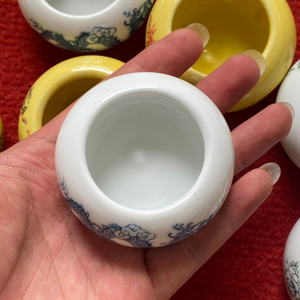 Cóng Đựng Sâu Cho Chim Cảnh, Cóng Sứ Đựng Sâu Chào Mào, Chất Men Bóng Đẹp