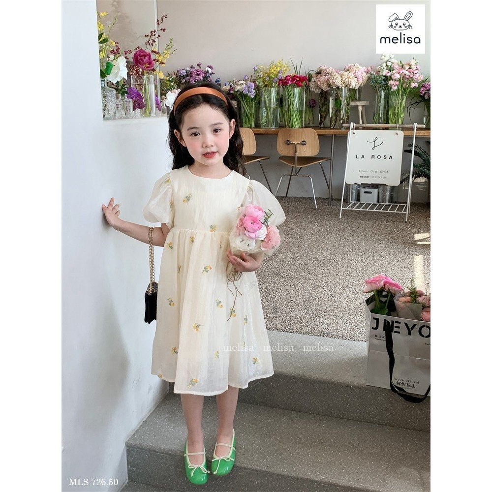 V2358 Đầm BG Melisa vàng tay bồng (10-40Kg)