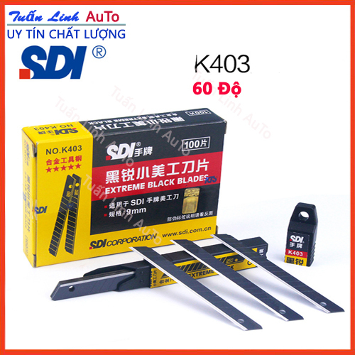 Hộp 10 lưỡi đen K403 SDI 60 độ cắt Film cách nhiệt, Decal dán xe ô tô hộp màu đen lưỡi nhỏ