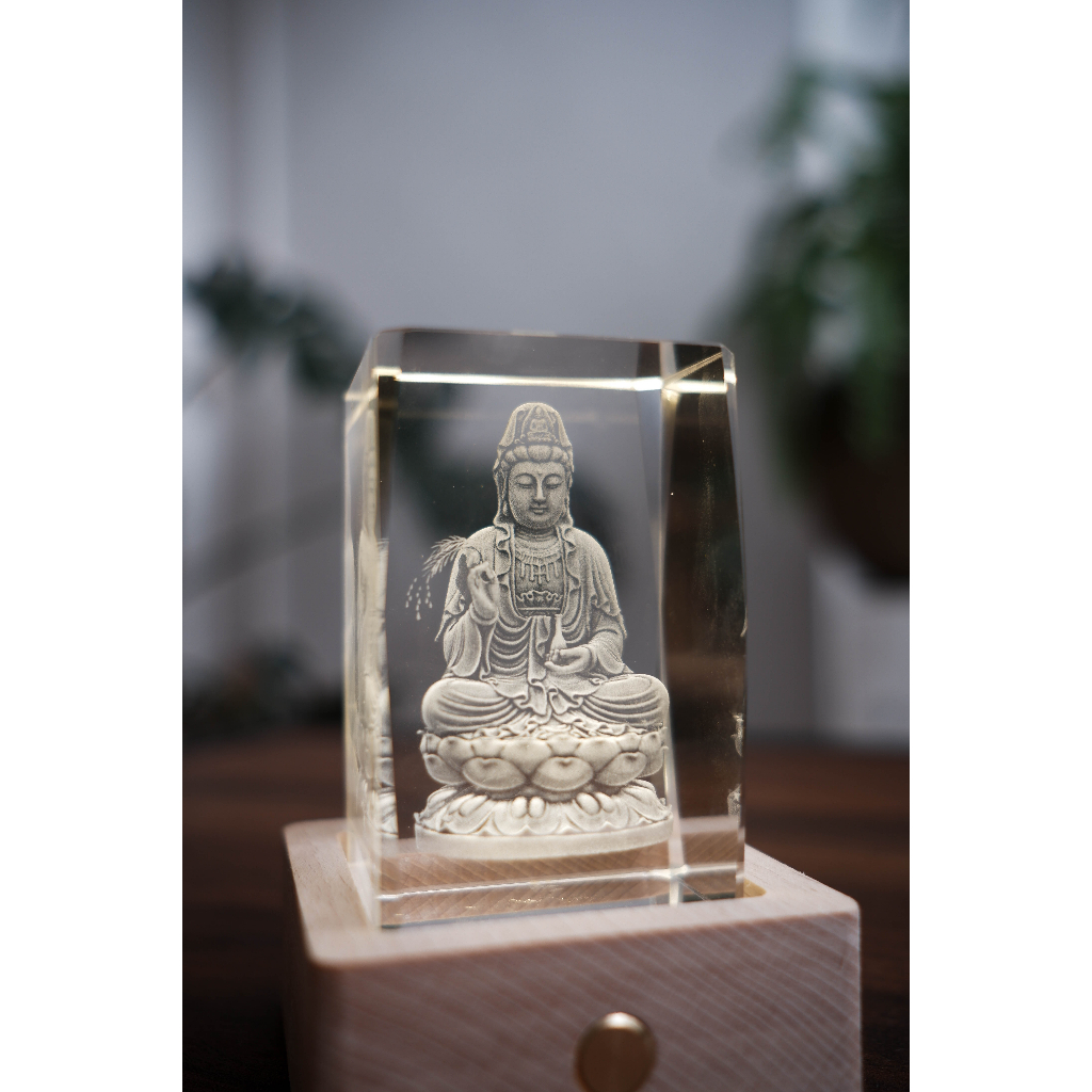 Đèn Pha Lê Không Dây Để Bàn Quan Âm Bồ Tát Phát Sáng, Đèn Bàn Quan Âm Để Bàn Làm Việc, Xe Ô Tô, Quà Tặng Phật Giáo