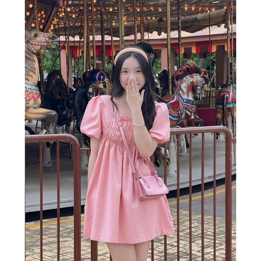 [Ảnh thật/Sẵn] Set bộ trơn áo babydoll tay bồng chun ngực giấu quần kèm quần sooc