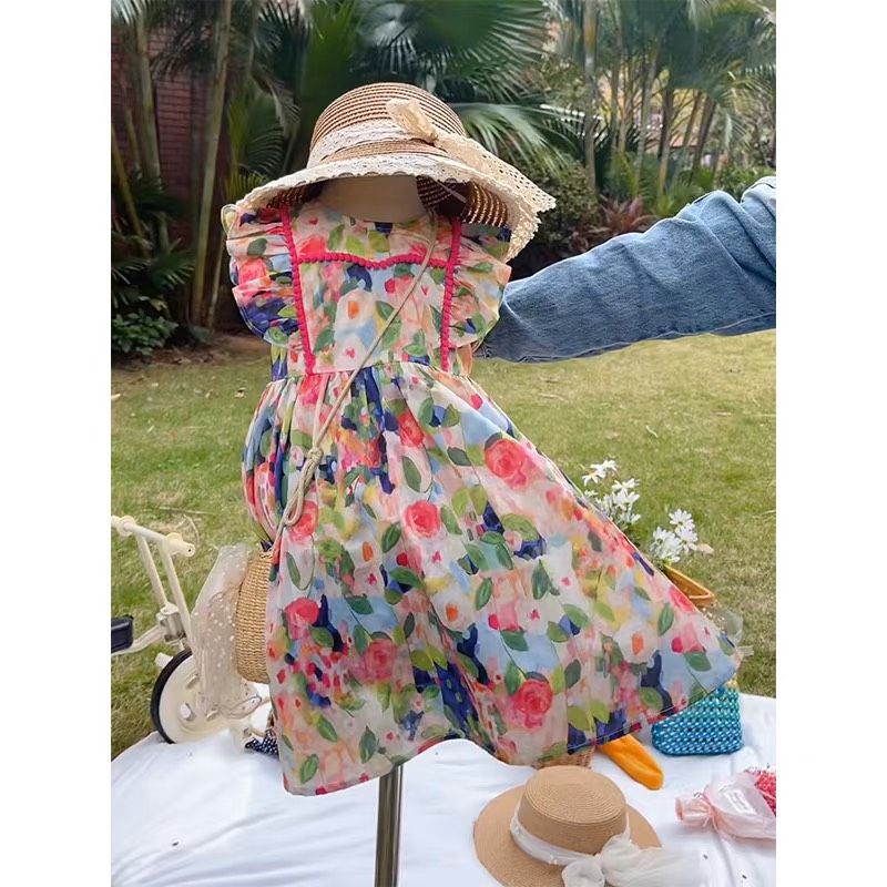 Váy cánh tiên họa tiết hoa cho bé gái 9-36 kg nhí nhỡ đại G31