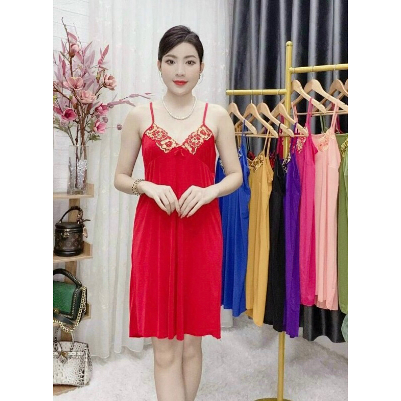 Đầm ngủ nữ, đầm thun lạnh 2 dây