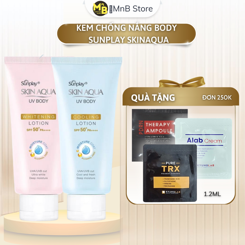 Kem chống nắng dưỡng thể trắng mịn khô thoáng Sunplay Skin Aqua UV Body Whitening & Cooling Lotion SPF50+ PA++++ 150g