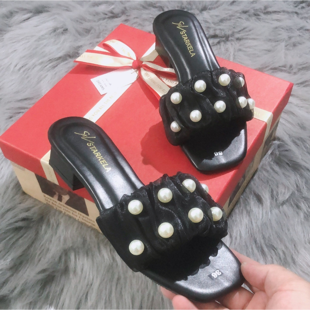 Dép cao gót 3p quai ngọc