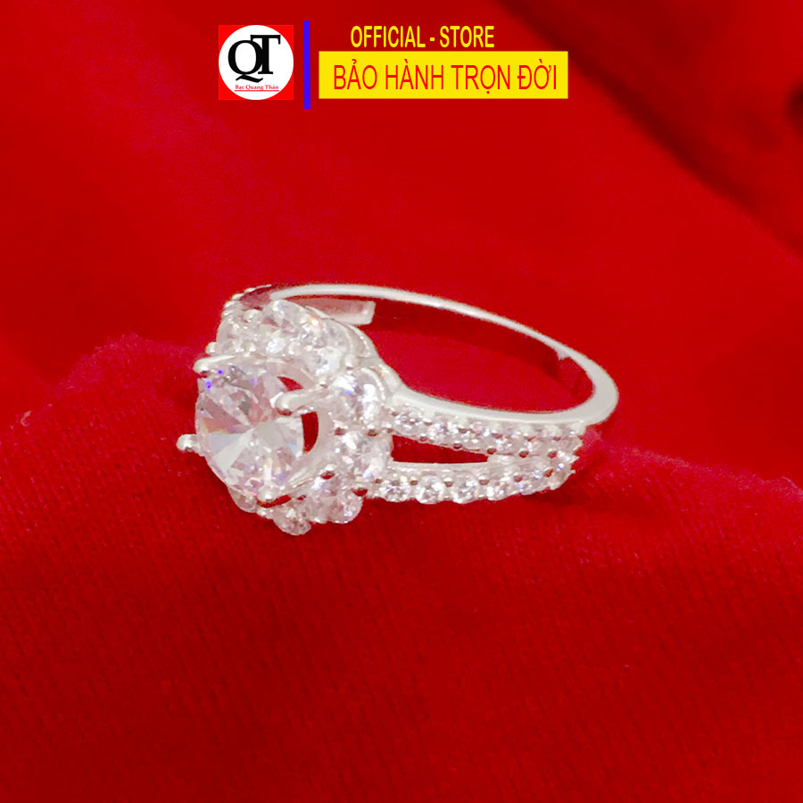 Nhẫn nữ đính đá ổ cao phong cách Hàn Quốc chất liệu bạc ta không xi mạ trang sức Bạc Quang Thản - QTNU76