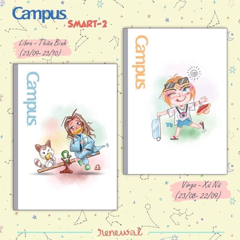 Vở kẻ ngang có chấm 80/120/200 trang Campus 12 cung hoàng đạo