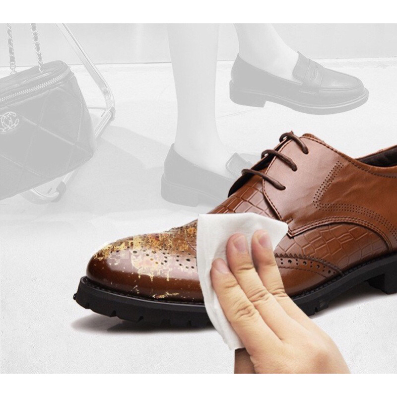 Sét 40 giấy ướt làm sạch giày da, túi da chất lượng 5*
