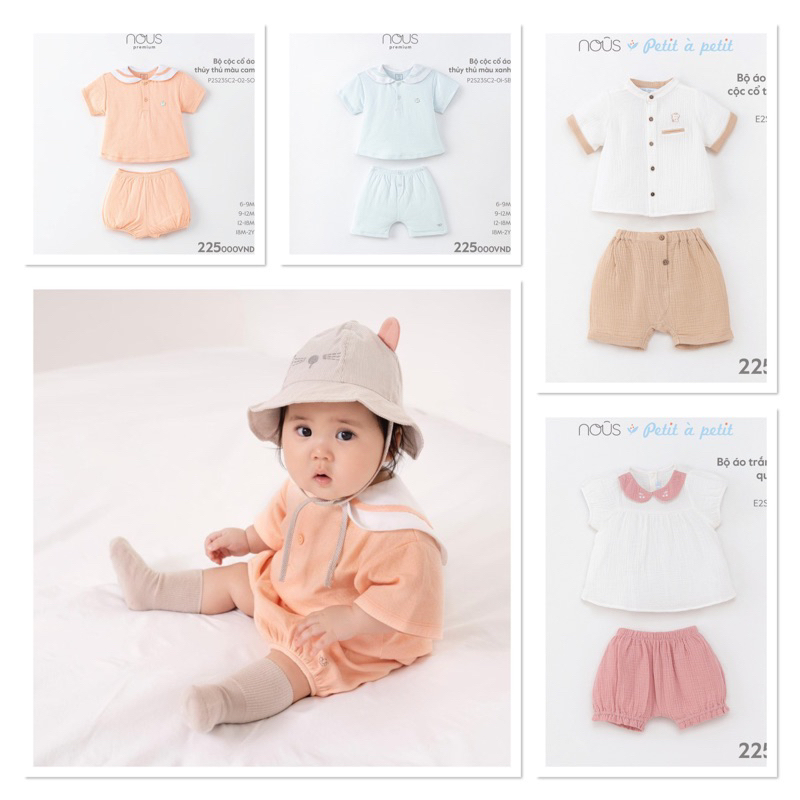 Bộ cộc tay Nous, chất vải mềm thoáng mát, size 6-9m đến 18-24m