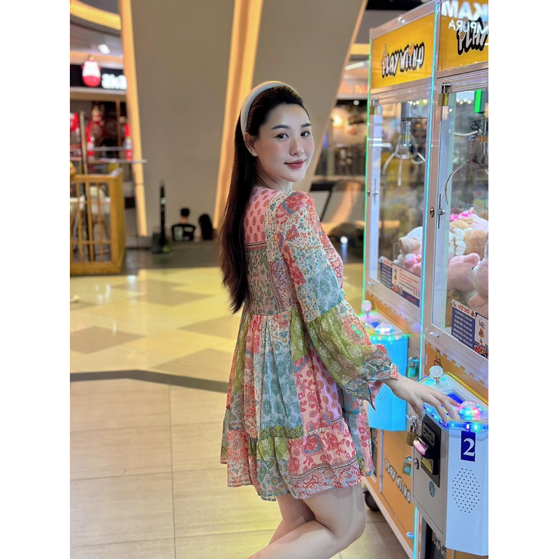 Đầm Zara Đầm mini váy mini hoạ tiết Zara xuất V072