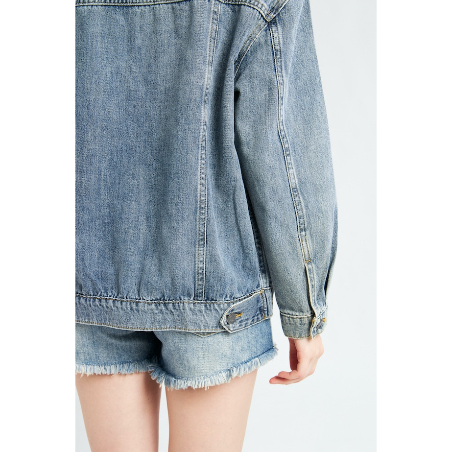 Áo Khoác Bò Nữ Form Rộng Form Cơ Bản Xanh Đá 8077-XD