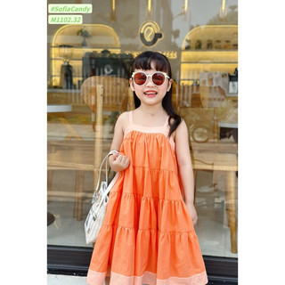 [THANH LÝ]- Váy hai dây cam Sofia Candy size 12/18m-10y