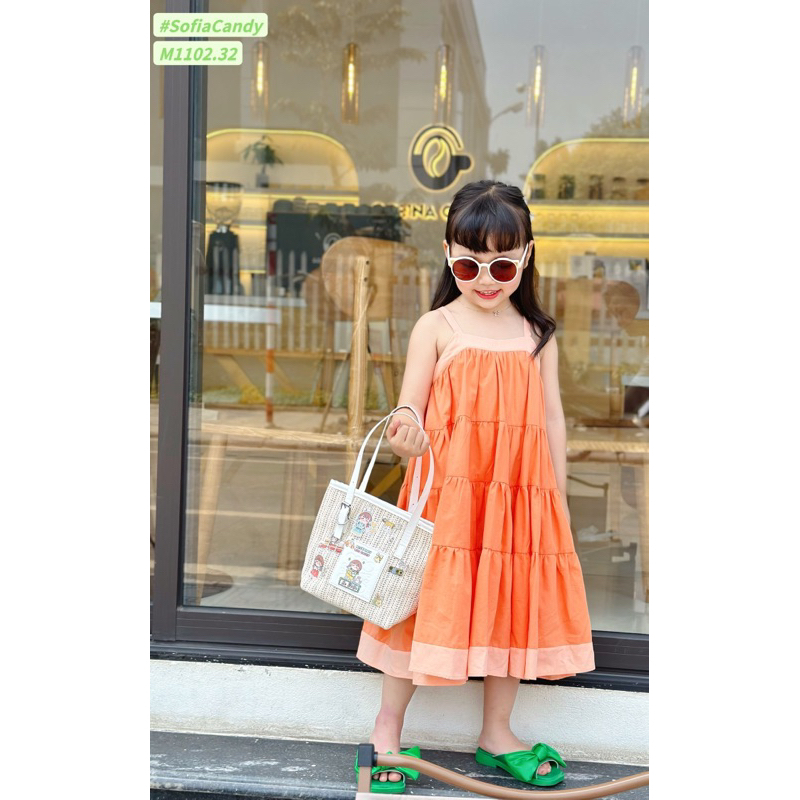 [THANH LÝ]- Váy hai dây cam Sofia Candy size 12/18m-10y