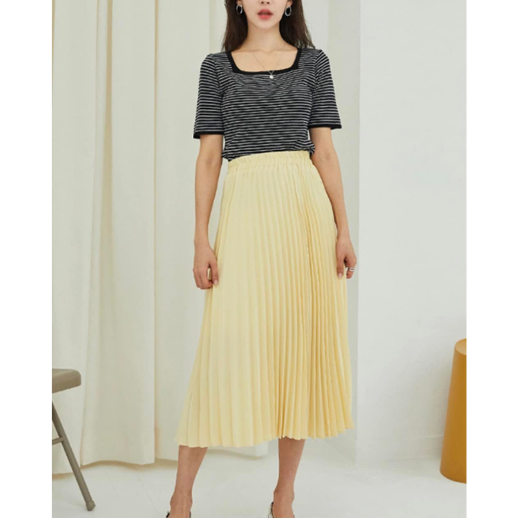 Chân váy xếp ly dáng dài phong cách Hàn Quốc đơn giản cho nữ