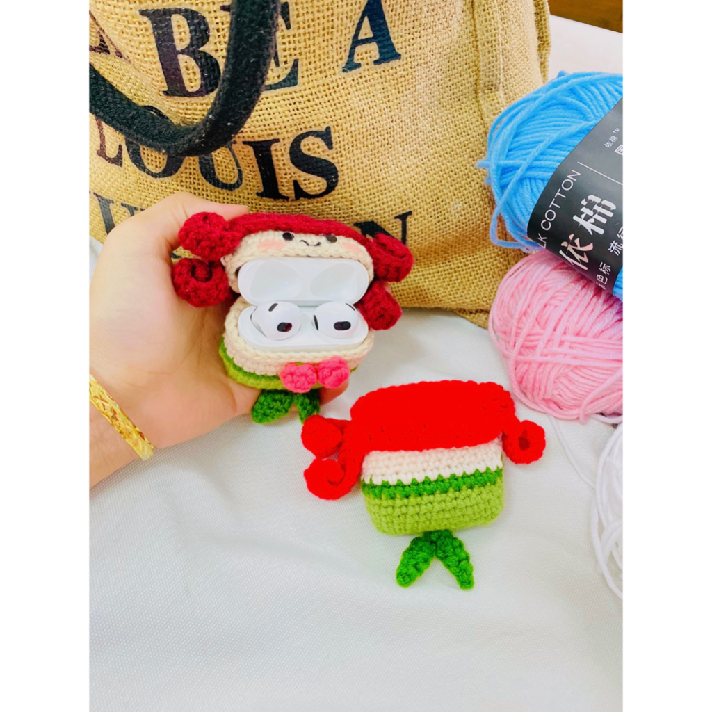 Case airpod bằng len/ Vỏ bảo vệ tai nghe bằng len hình tiên cá ngộ nghĩnh đáng iu