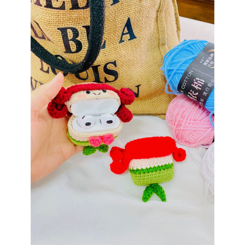 Case airpod bằng len/ Vỏ bảo vệ tai nghe bằng len hình tiên cá ngộ nghĩnh đáng iu