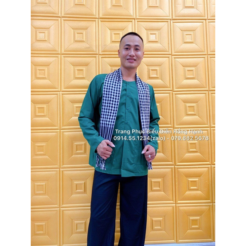 BÀ BA NAM XANH RÊU VẢI KATE CAO CẤP KÈM KHĂN RẰN