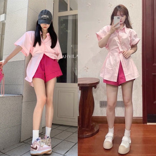 Set sơ mi hồng hot trend bigsize 60-90kg