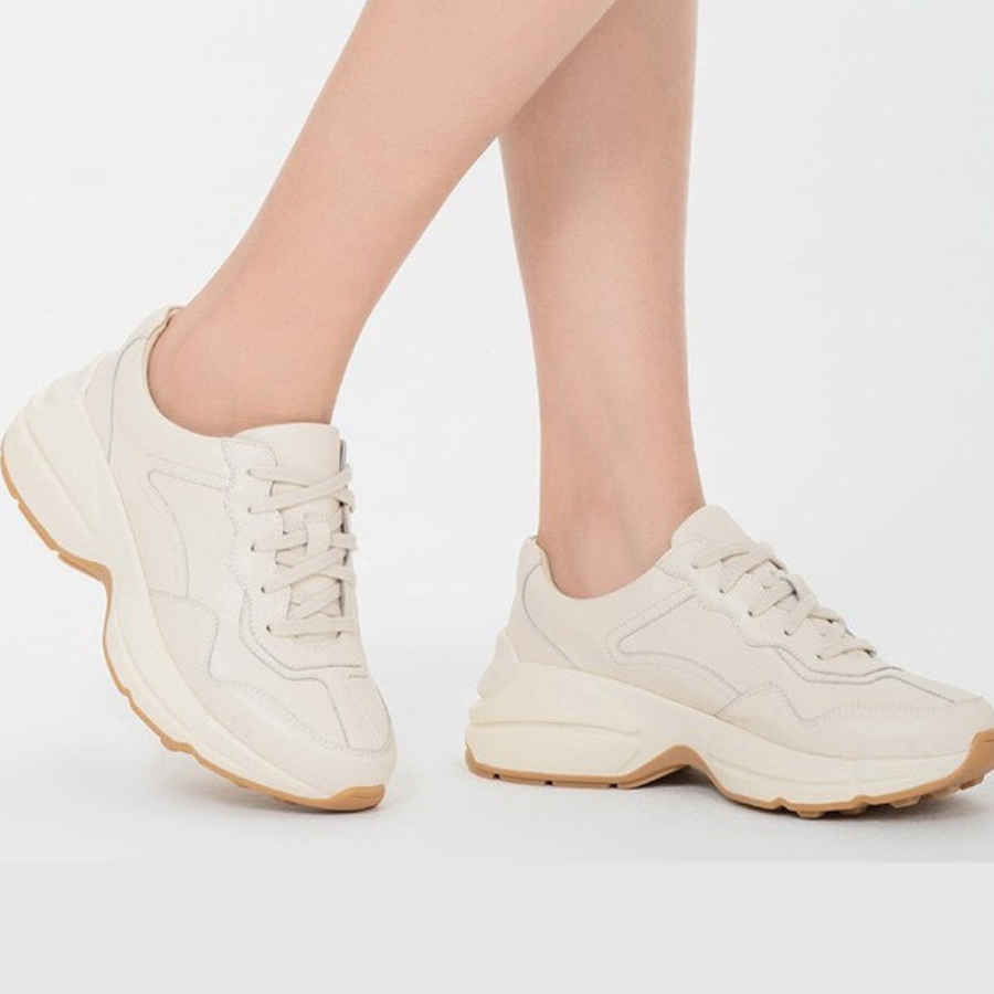 Giày thể thao nữ độn đế da mịn Emmanuell sneaker 5cm chất liệu EVA đi êm chân siêu bền