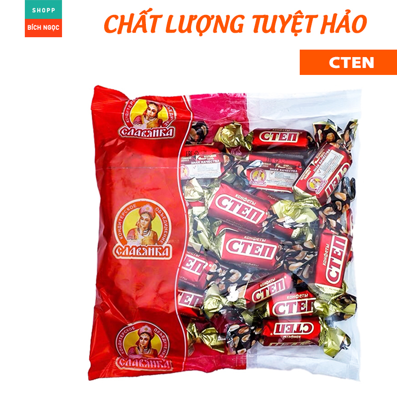 Kẹo Socola Nga Cten/Step Nhân Caramen Hạnh Nhân/Hạt Dẻ - Nhập Khẩu Chính Hãng Gói 500g