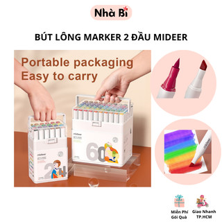 Bút lông dễ rửa 2 đầu 24 màu mideer dual tip double-ended washable marker
