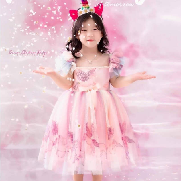 Váy Công Chúa Ngựa Pony Mix Màu Đáng Yêu Cho Bé Đi Sinh Nhật, Tiệc Cưới Thời Trang Trẻ Em