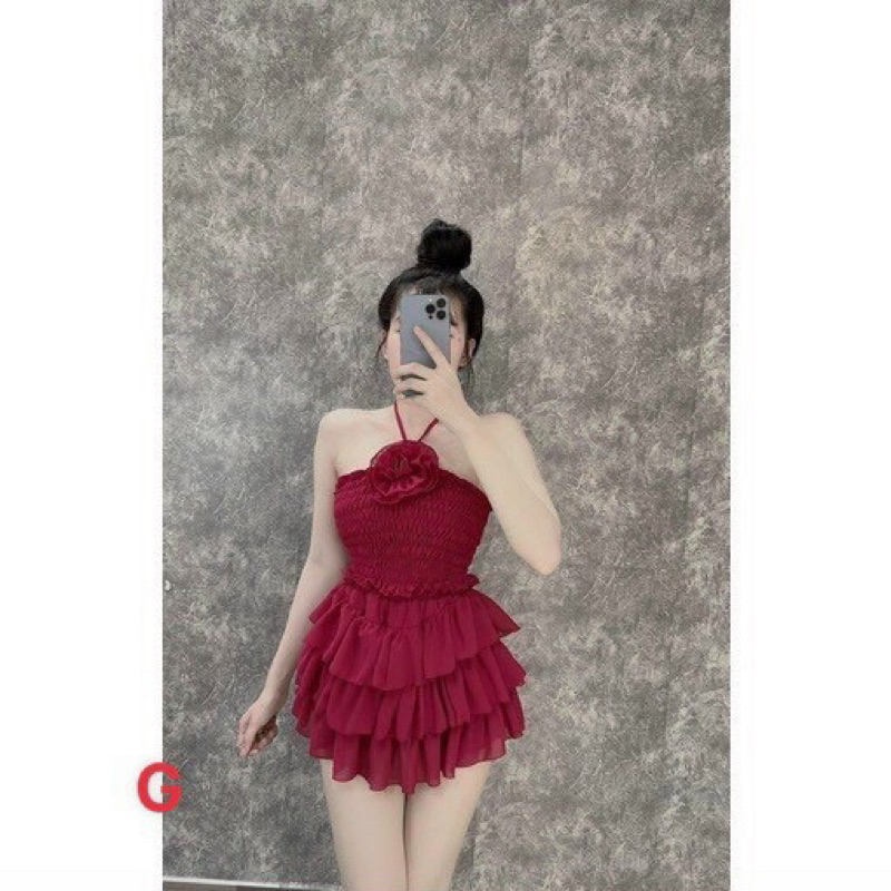 Sét áo yếm nhún voan tầng có quần bảo hộ | BigBuy360 - bigbuy360.vn