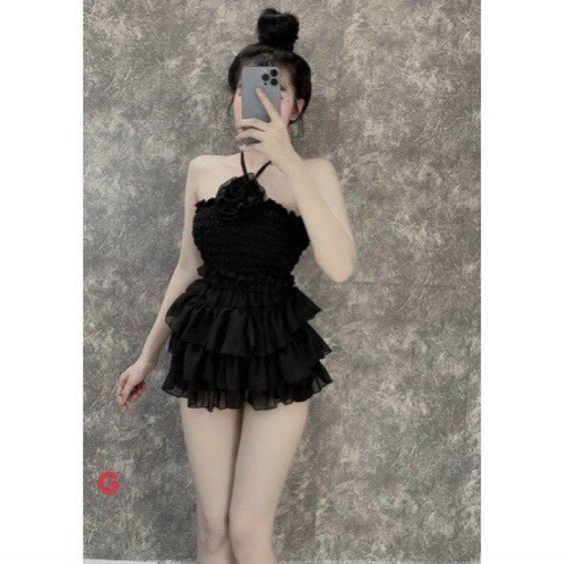 Sét áo yếm nhún voan tầng có quần bảo hộ | BigBuy360 - bigbuy360.vn