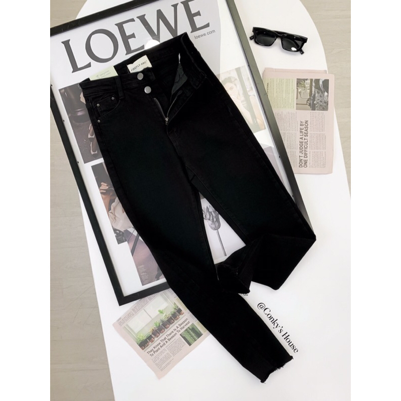 Quần skinny jeans đen 2 cúc co giãn 4 chiều