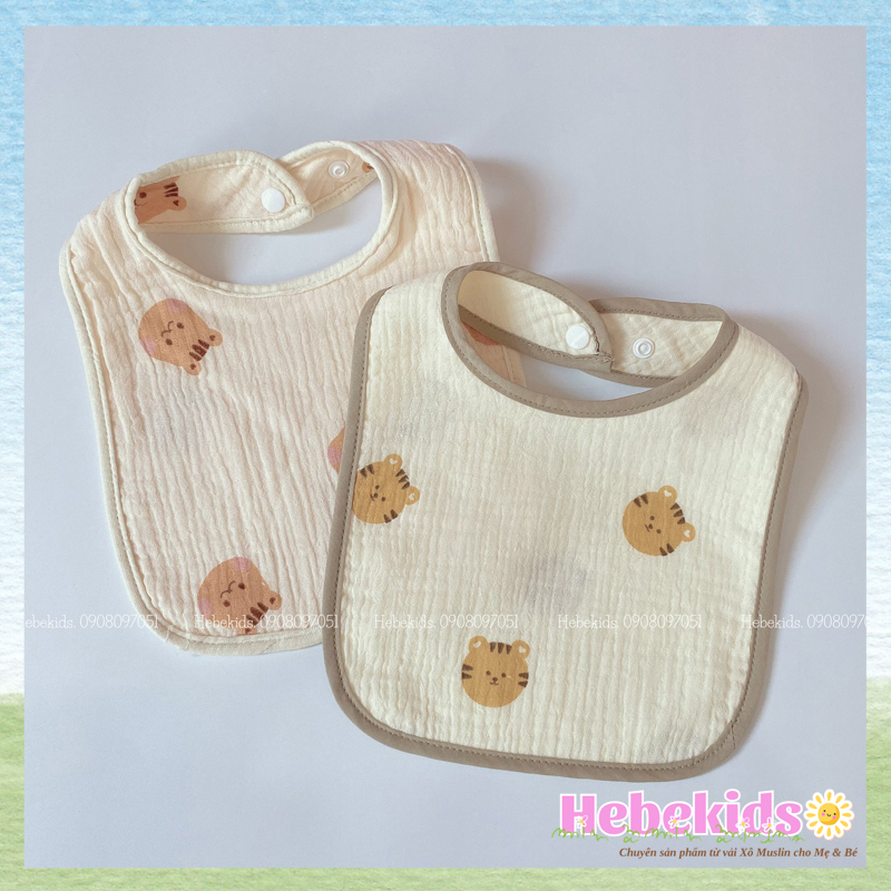 Yếm vải, yếm ăn dặm có nút bấm thấm hút cực nhanh Hebekids