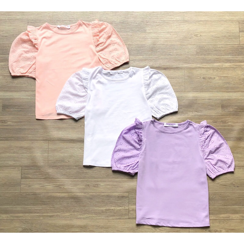Áo thun G.J phối tay bồng Size nhỡ đại cho bé gái hàng xuất dư xịn