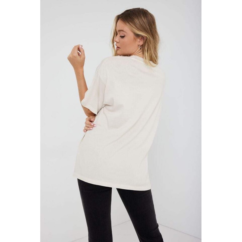 Áo cánh dơi form dài rộng thun cotton in chữ đen bông tím, 2 màu