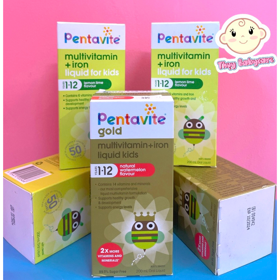 Vitamin tổng hợp Pentavite Gold Multivitamin + Iron Liquid For Kids 200ml