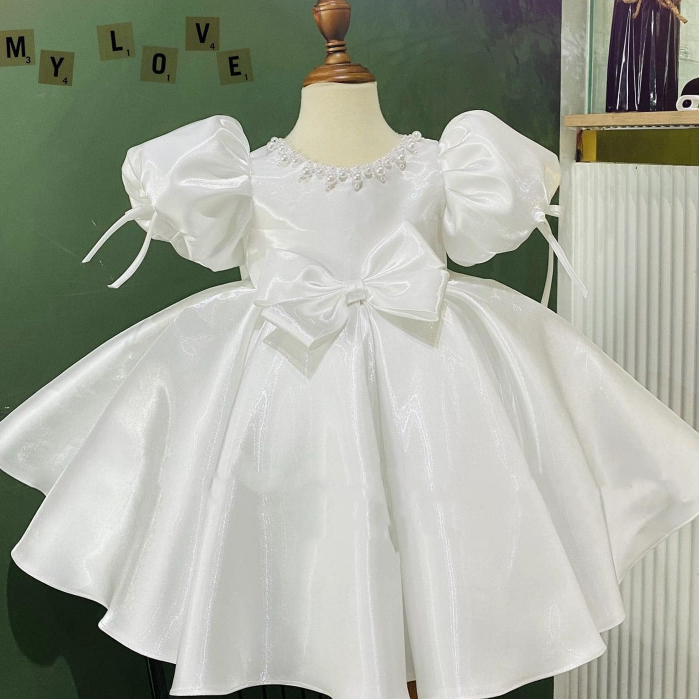 Váy Công Chúa Cộc Tay Phồng Nơ 4 Cánh Đáng Yêu Cho Bé Gái Đi Tiệc, Sinh Nhật