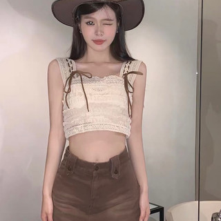 Áo ren croptop hai dây bản to đan dây thừng siêu hot hàng quảng châu