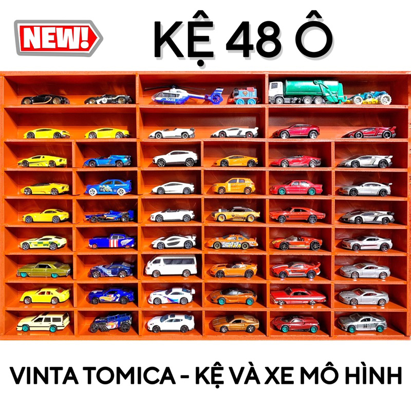 Kệ 48 Ô Trưng Bày Xe Mô Hình Tomica, Hotwheels, Bearbrick 100%