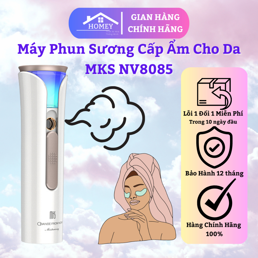 Homey - Máy Phun Sương Xông Hơi Mặt MKS NV8085 - NaNo Mini Cầm Tay Hỗ Trợ Dưỡng Da Cấp Nước Tối Đa