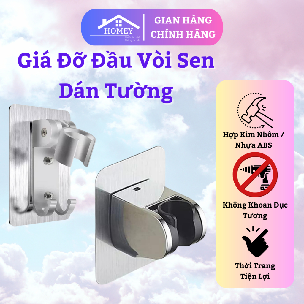 Homey - Giá đỡ đầu vòi hoa sen bằng hợp kim nhôm hoặc nhựa ABS, không cần đục lỗ - Tiện Lợi, Thời Trang