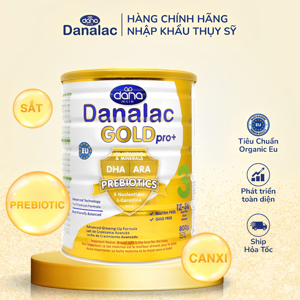Sữa Danalac Gold Pro+ Số 3 Cho Bé 1- 3 Tuổi Hộp 800g Date 10/2024